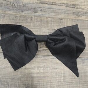 L. Erickson Black Silk Oversized Hair Bow Barrette France 9.5" Coquette Academia